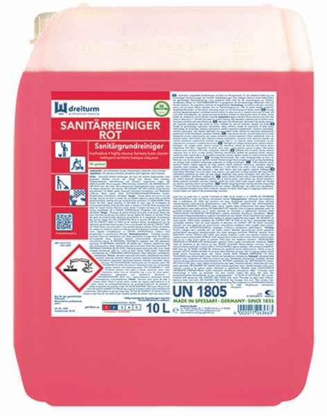 Dreiturm Sanitärreiniger Rot; Sanitärgrundreiniger hochviskos, RK-gelistet 10 Liter