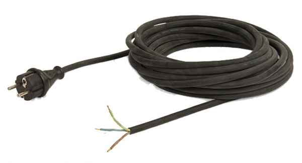Netzkabel 10 m Schuko-Stecker 3-adrig 1,5mm² gummiummantelt schwarz