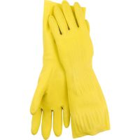 Latex-Universalhandschuhe, gelb, 32 cm, velourisiert, einzeln in Polybeuteln verpackt, Gr. S-XL