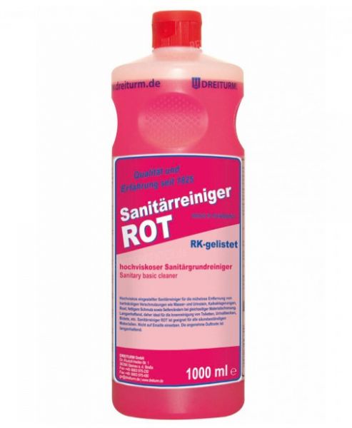 Dreiturm Sanitärreiniger Rot, Sanitärgrundreiniger hochviskos, RK-gelistet, 1 Liter